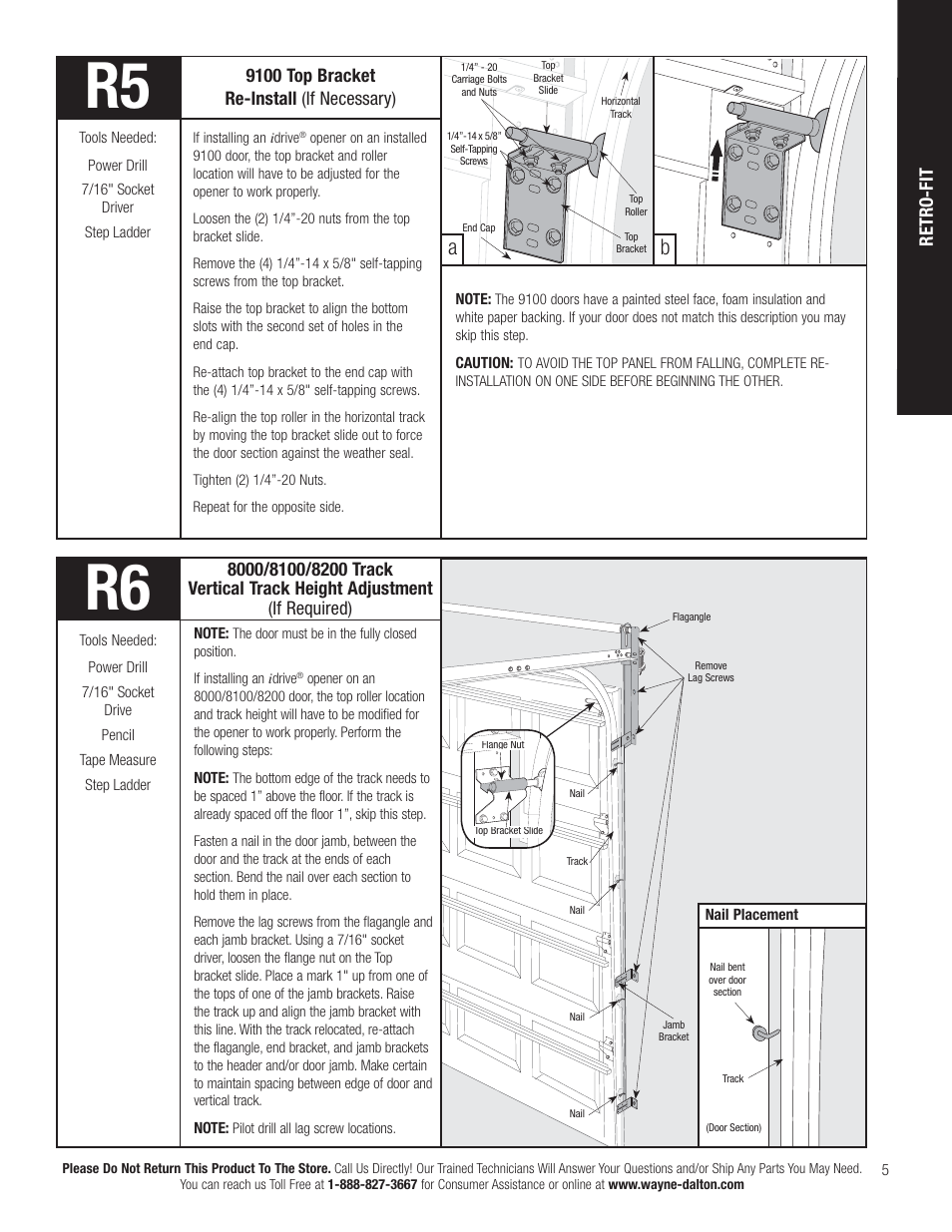 9100 top bracket re-install (if necessary), Retro-fit | Wayne-Dalton IDRIVE PRO 3790-Z User Manual | Page 11 / 52