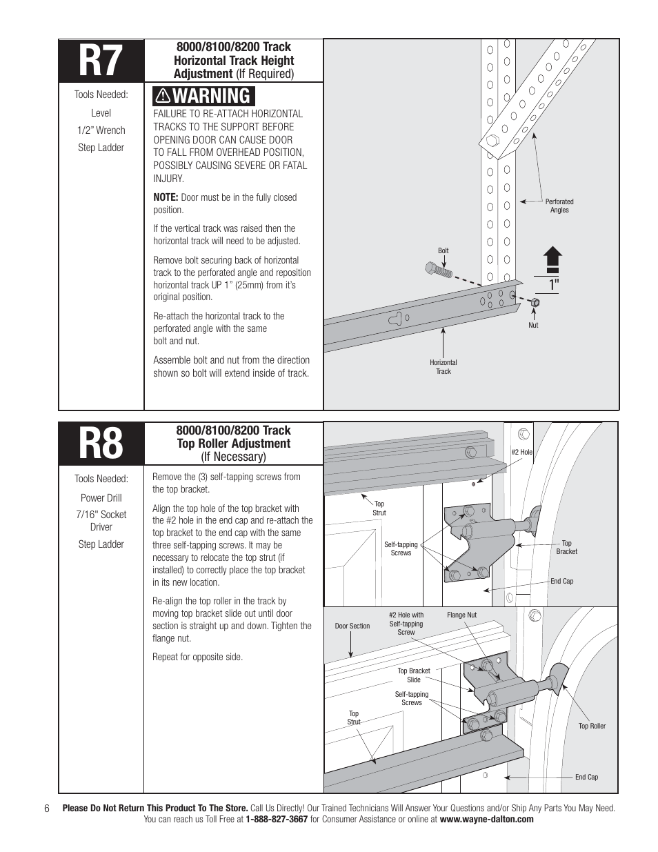 R7 r8, Warning | Wayne-Dalton IDRIVE PRO 3790-Z User Manual | Page 12 / 52