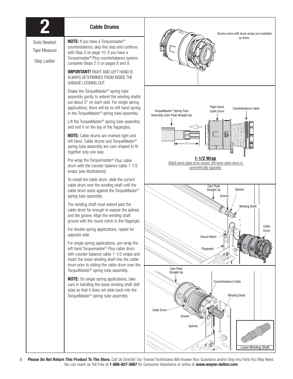 Cable drums | Wayne-Dalton IDRIVE PRO 3790-Z User Manual | Page 14 / 52