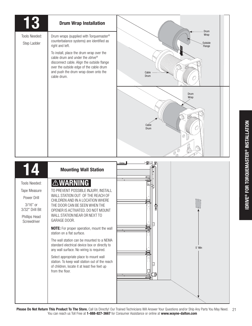 Warning | Wayne-Dalton IDRIVE PRO 3790-Z User Manual | Page 27 / 52