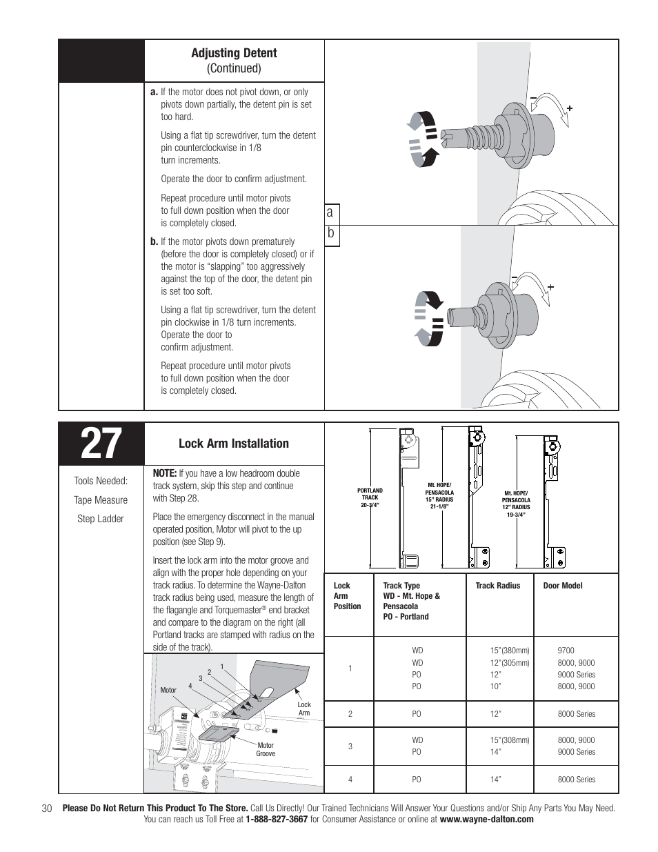 Adjusting detent (continued), Lock arm installation | Wayne-Dalton IDRIVE PRO 3790-Z User Manual | Page 36 / 52
