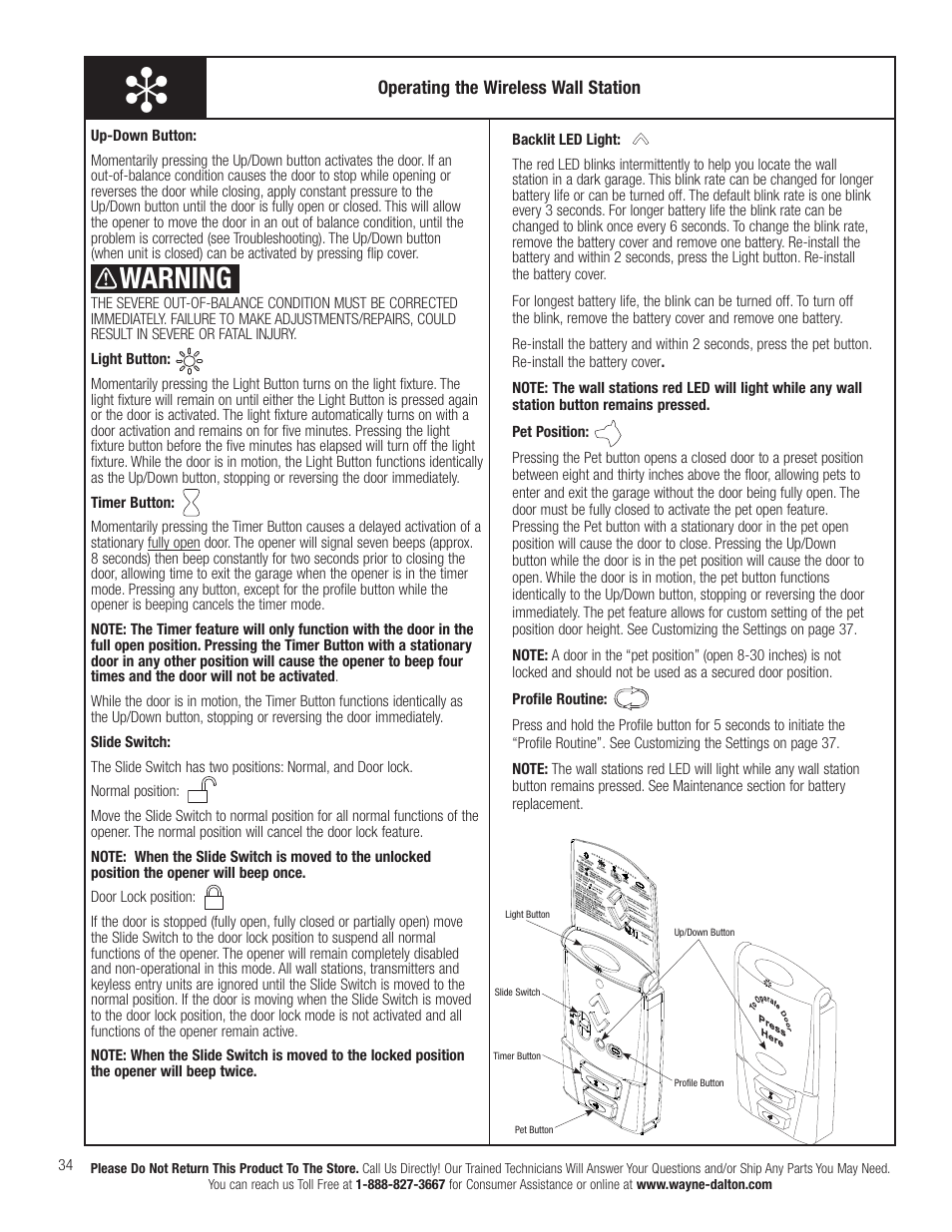 Warning | Wayne-Dalton IDRIVE PRO 3790-Z User Manual | Page 40 / 52