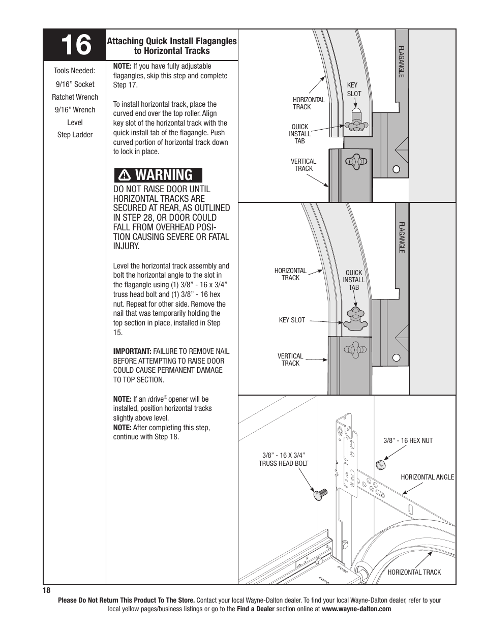 Warning | Wayne-Dalton TORQUEMASTER 6100 User Manual | Page 18 / 36