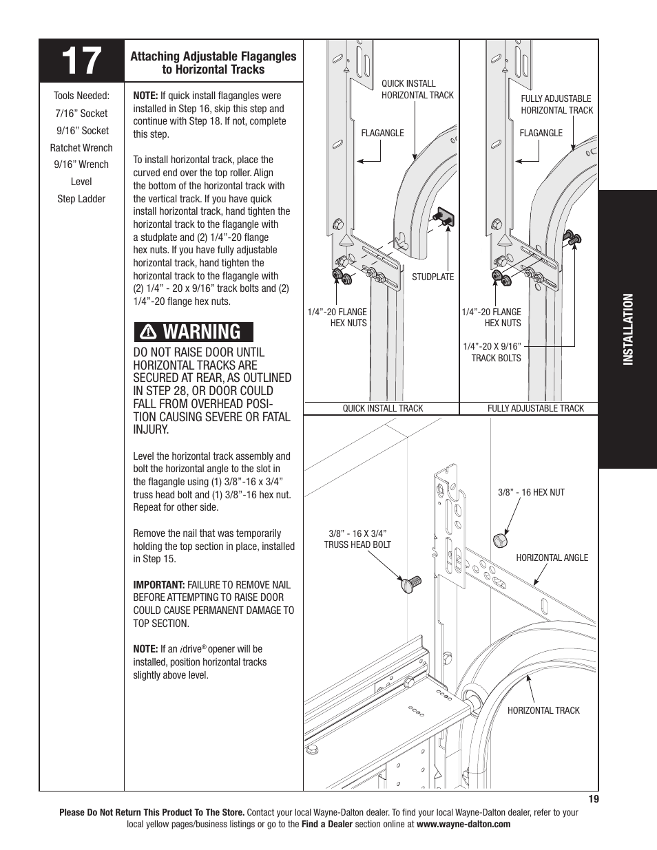 Warning | Wayne-Dalton TORQUEMASTER 6100 User Manual | Page 19 / 36