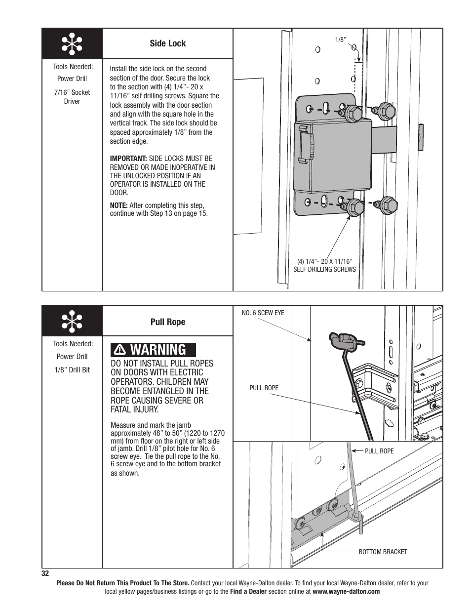 Warning | Wayne-Dalton TORQUEMASTER 6100 User Manual | Page 32 / 36