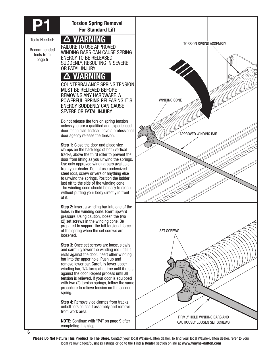 Warning | Wayne-Dalton 8000 SERIES 46 User Manual | Page 6 / 38