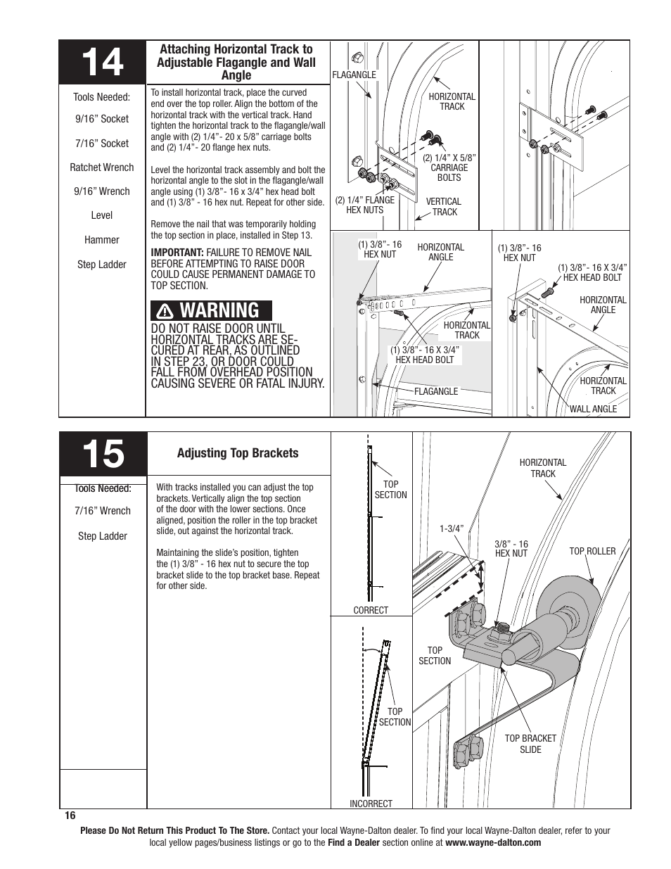 Warning | Wayne-Dalton 8800 User Manual | Page 16 / 28