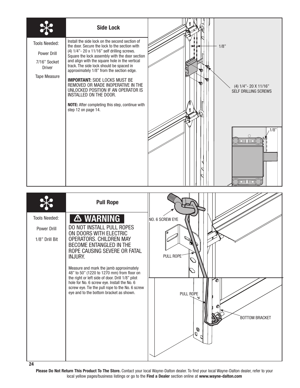 Warning | Wayne-Dalton 8800 User Manual | Page 24 / 28