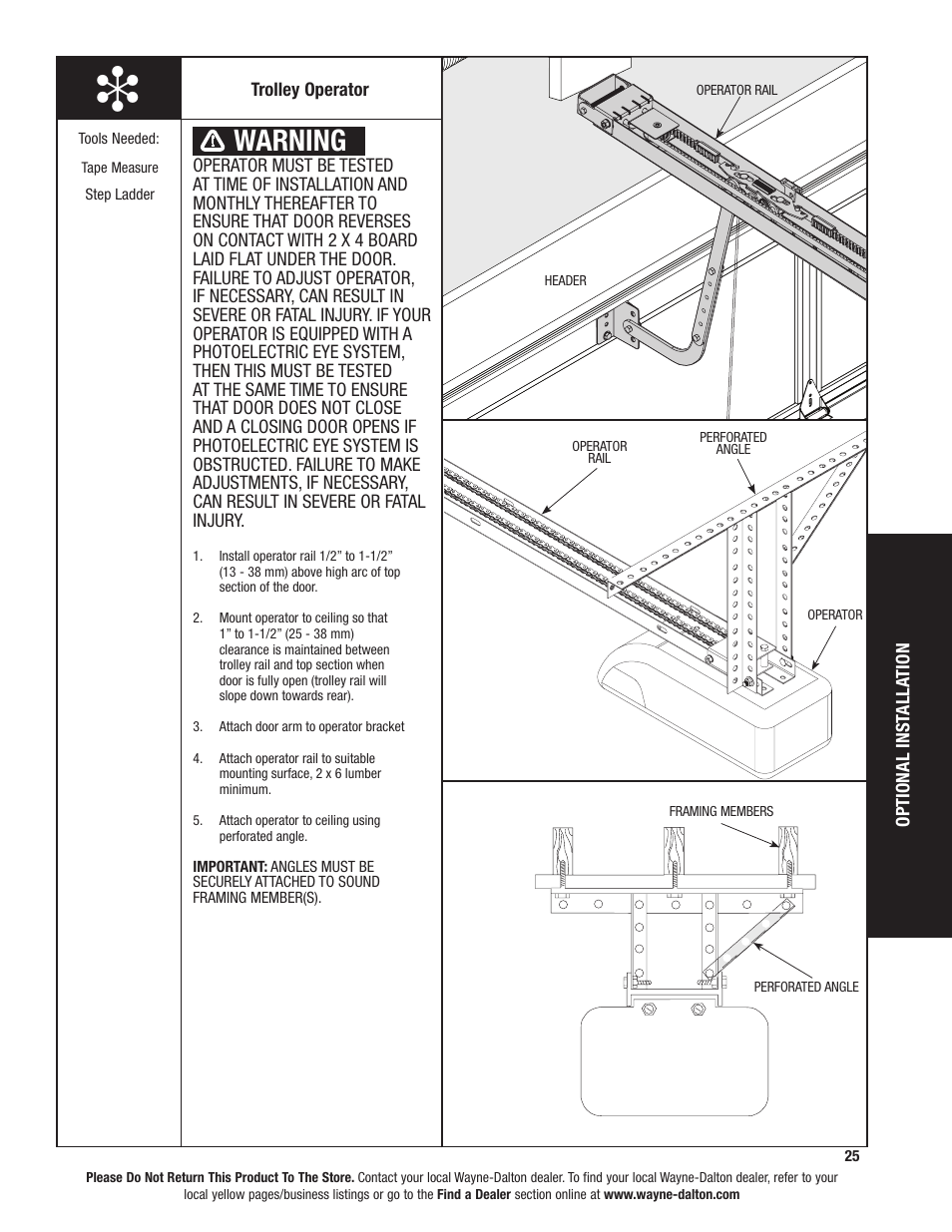 Warning | Wayne-Dalton 8800 User Manual | Page 25 / 28