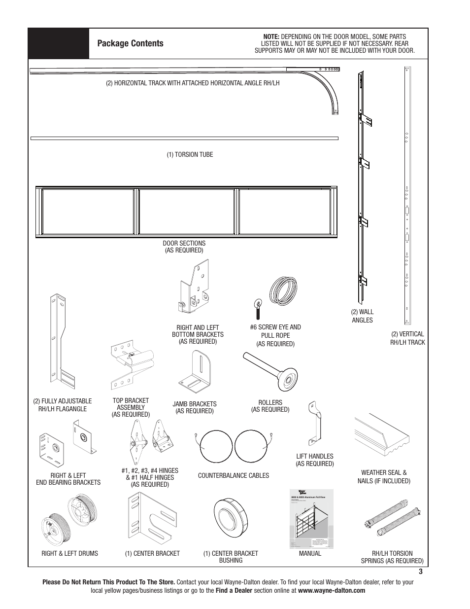 Package contents | Wayne-Dalton 8800 User Manual | Page 3 / 28