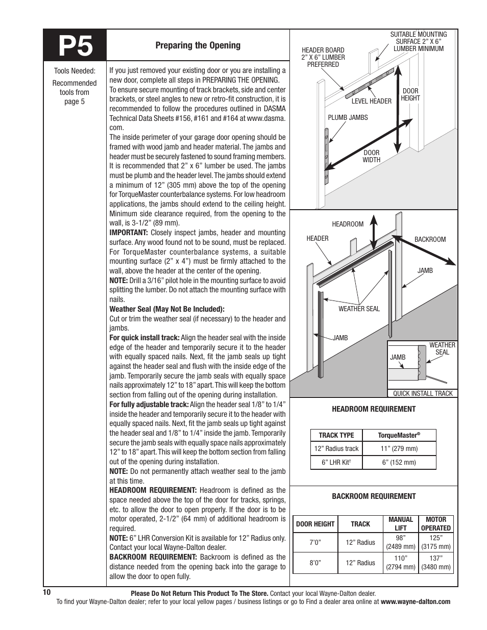 Wayne-Dalton TORQUEMASTER 5120 User Manual | Page 10 / 38