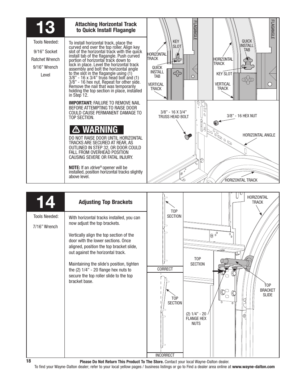 Warning | Wayne-Dalton TORQUEMASTER 5120 User Manual | Page 18 / 38