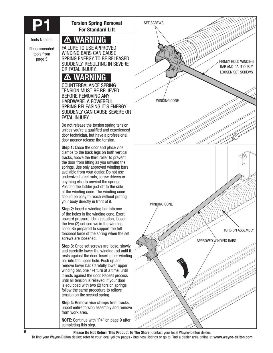 Warning | Wayne-Dalton TORQUEMASTER 5120 User Manual | Page 6 / 38