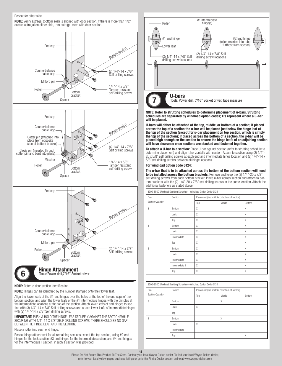 Hinge attachment, U-bars | Wayne-Dalton 8500 User Manual | Page 6 / 18