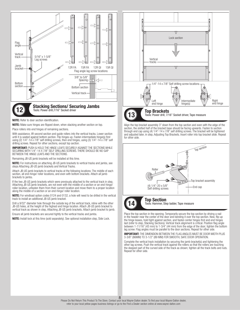 Top brackets | Wayne-Dalton 8500 User Manual | Page 8 / 18