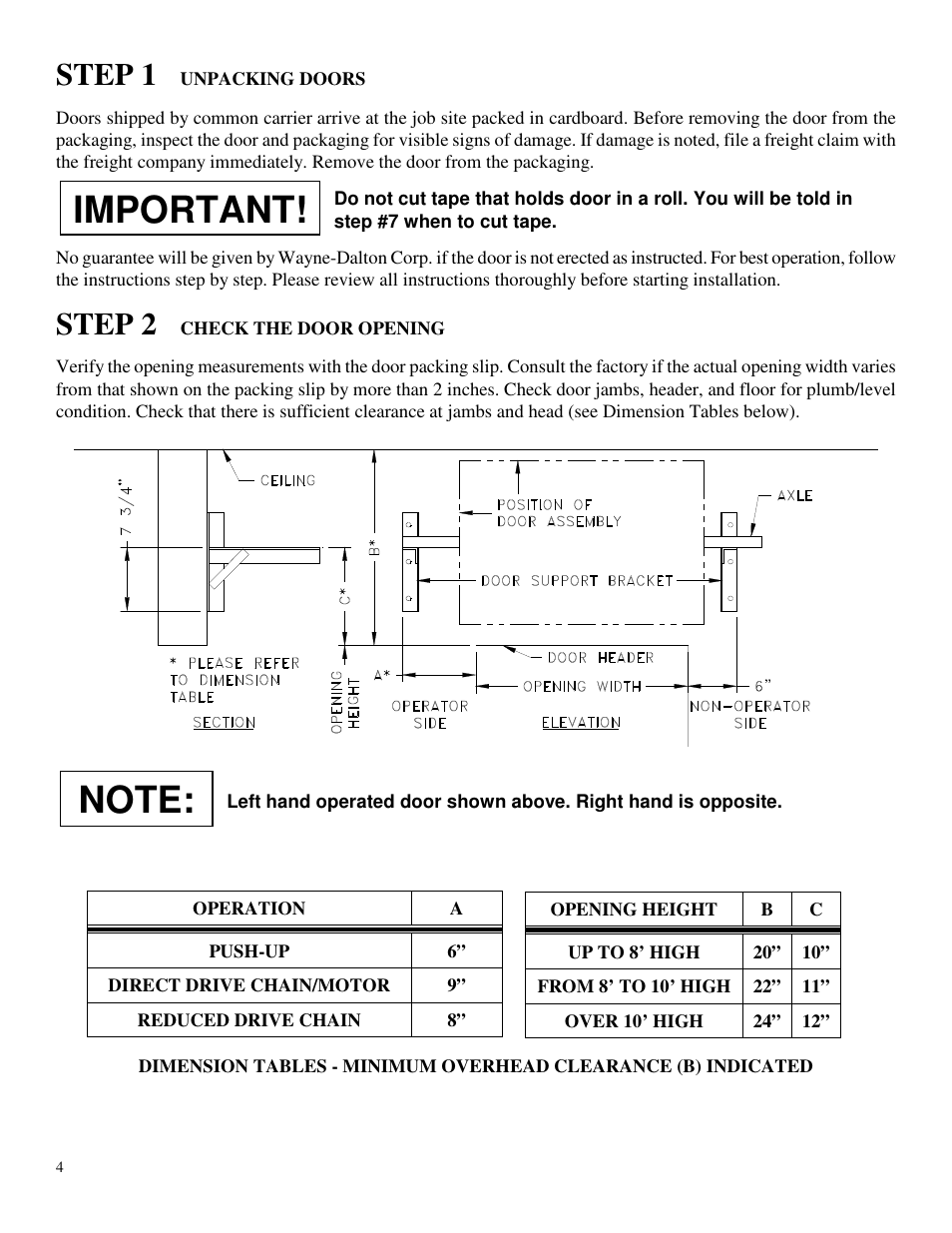 Step 1, Step 2 | Wayne-Dalton DS-350 User Manual | Page 4 / 12