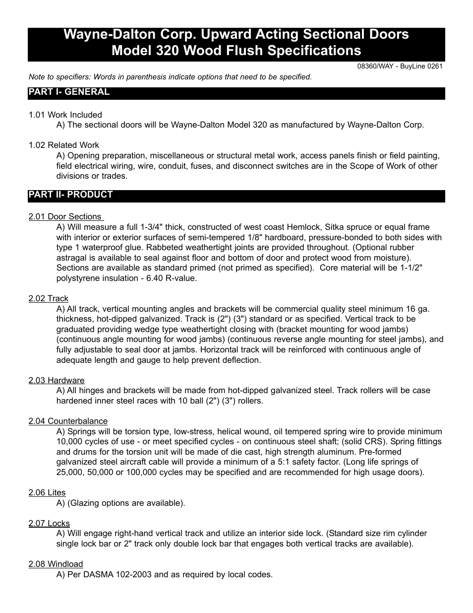Wayne-Dalton 320 User Manual | 2 pages