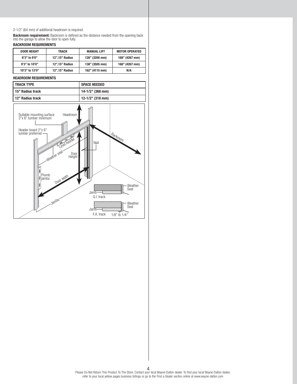 Wayne-Dalton TORSION 8500 User Manual | Page 4 / 16