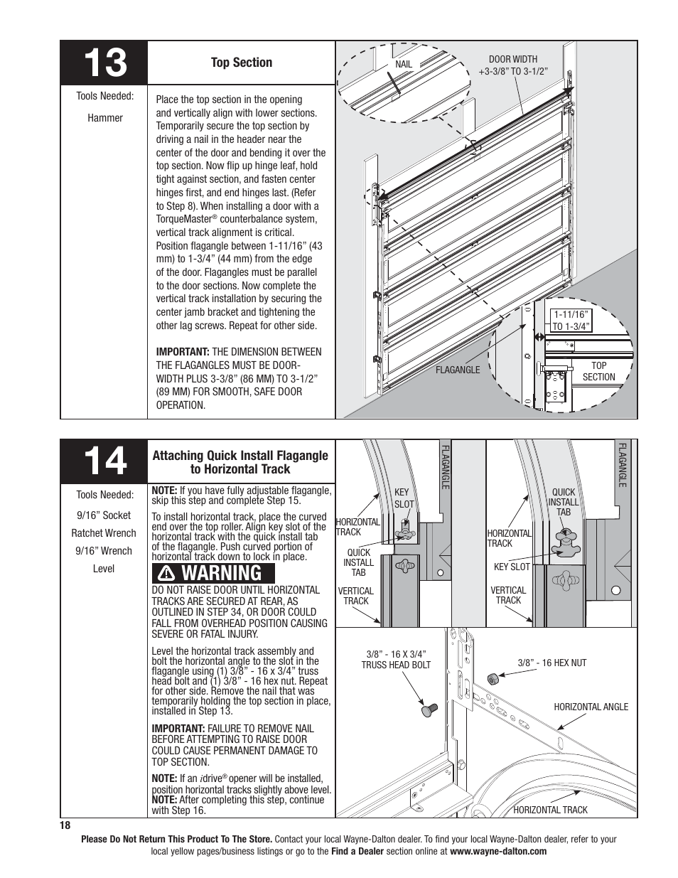 Warning | Wayne-Dalton 9100 User Manual | Page 18 / 80