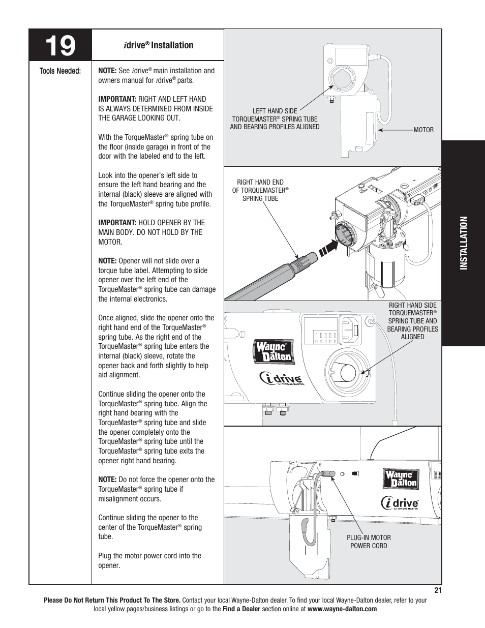 Inst alla tion i drive, Installation | Wayne-Dalton 9100 User Manual | Page 21 / 80