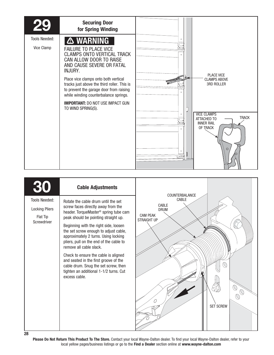 Warning | Wayne-Dalton 9100 User Manual | Page 28 / 80