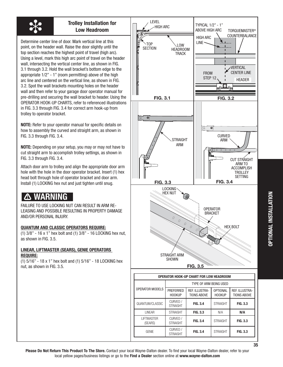 Warning | Wayne-Dalton 9100 User Manual | Page 35 / 80