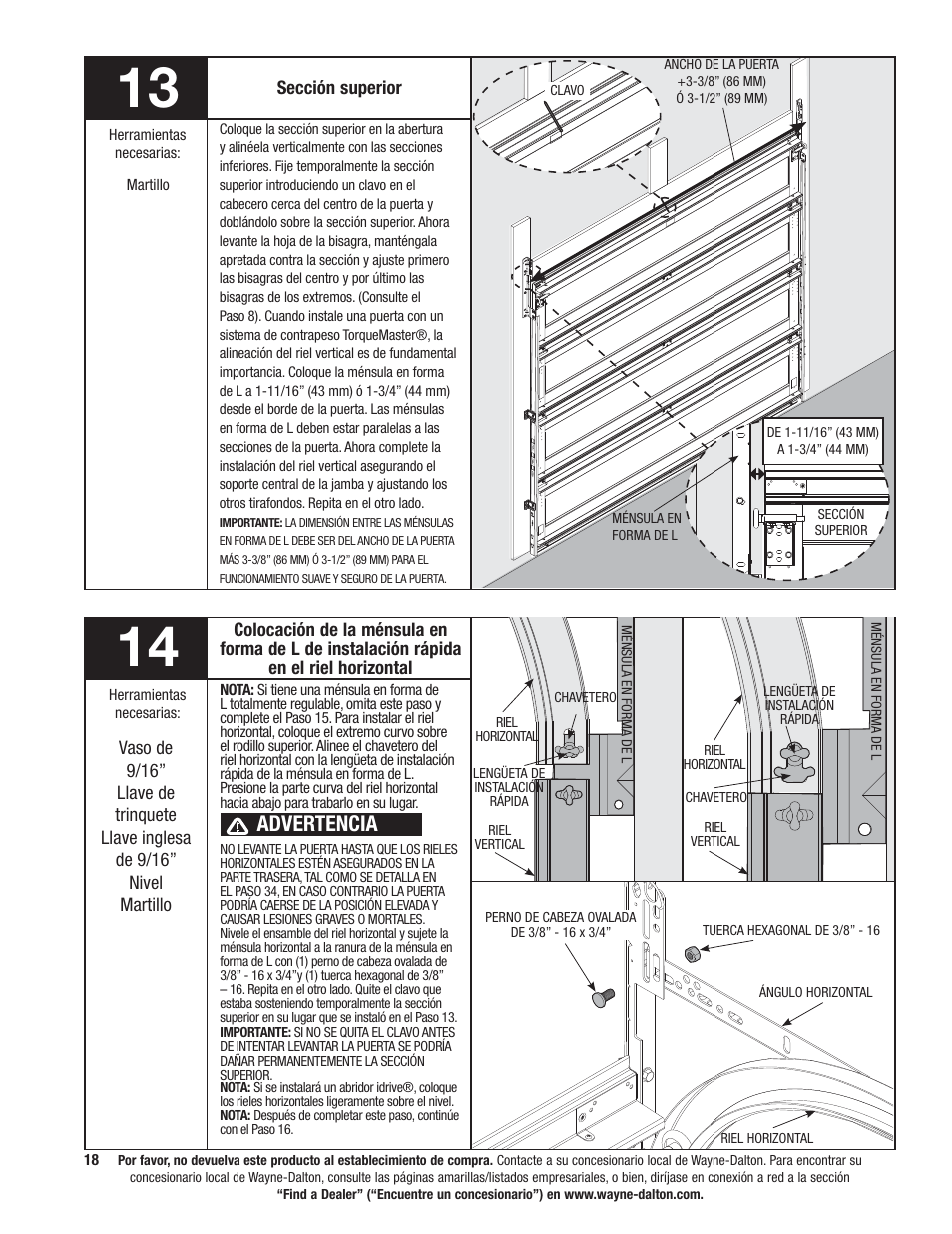 Advertencia | Wayne-Dalton 9100 User Manual | Page 58 / 80