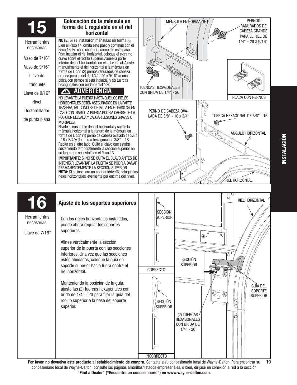 Advertencia | Wayne-Dalton 9100 User Manual | Page 59 / 80