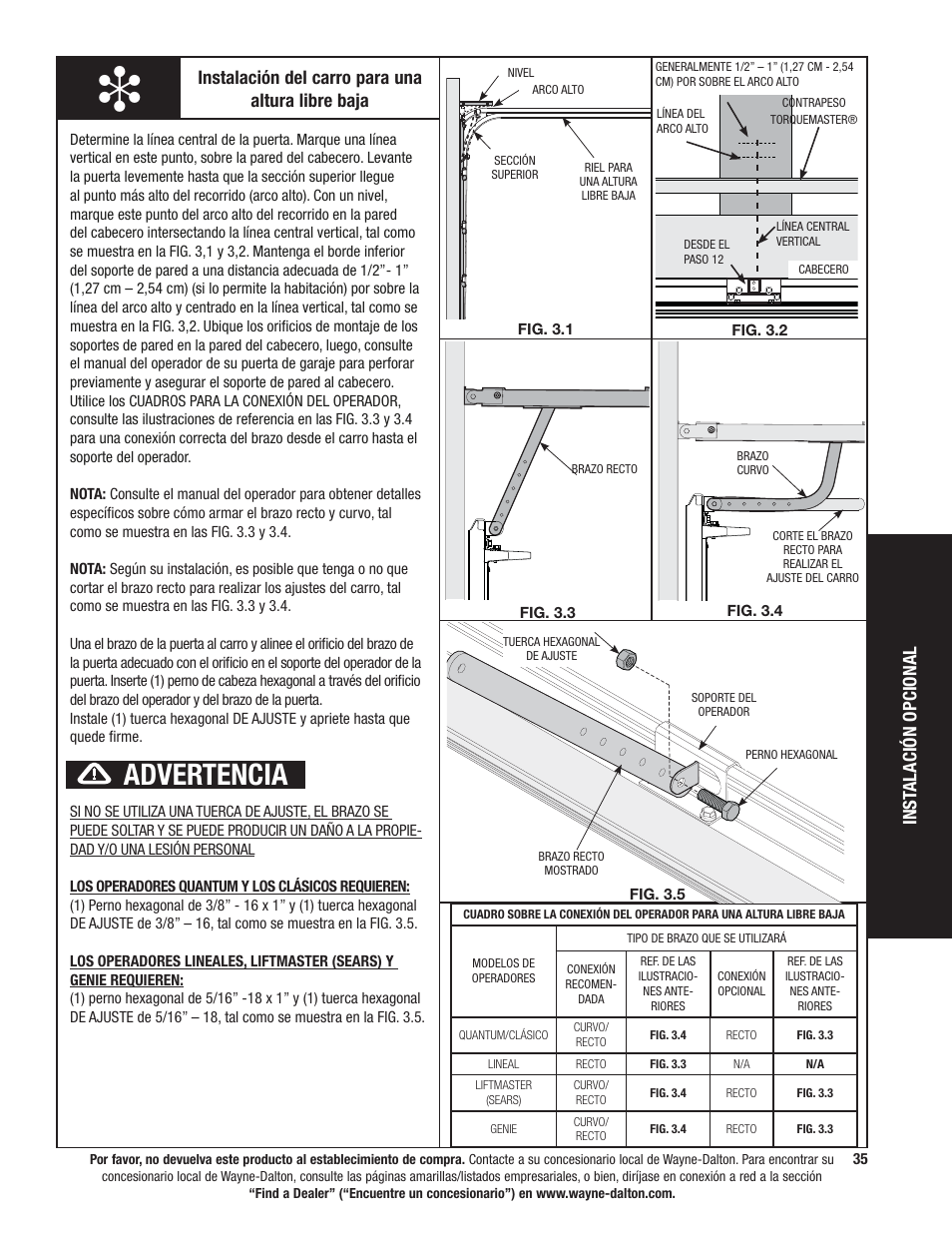 Advertencia | Wayne-Dalton 9100 User Manual | Page 75 / 80