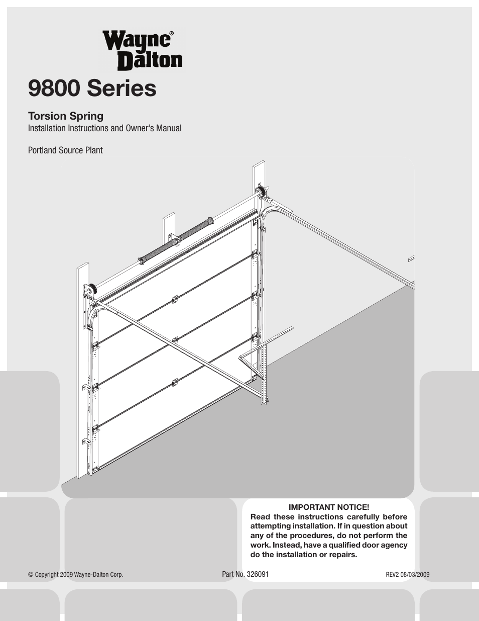 Wayne-Dalton TORSION SPRING 9800 User Manual | 32 pages