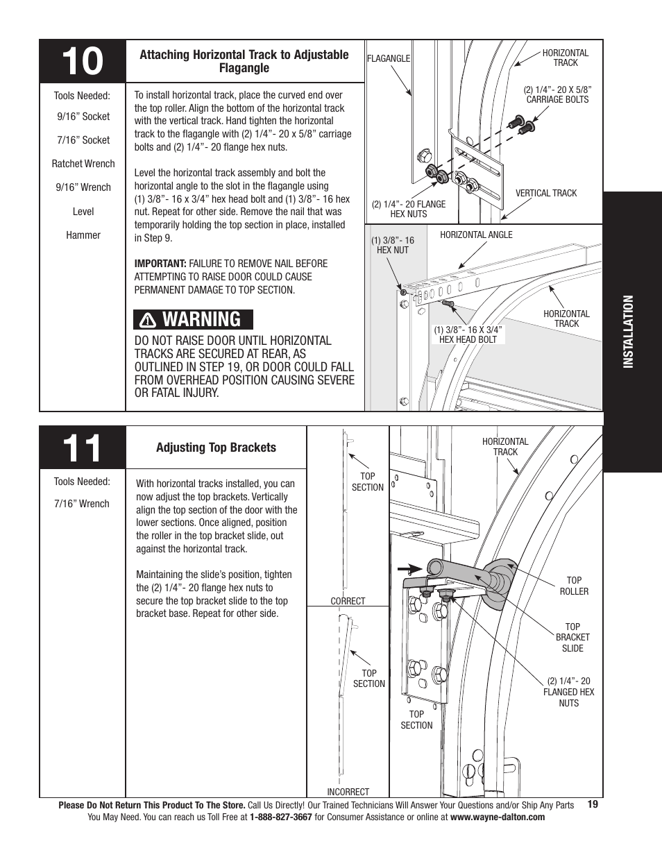 Warning | Wayne-Dalton TORSION SPRING 9800 User Manual | Page 19 / 32