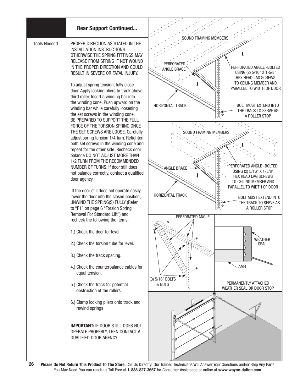 Rear support continued | Wayne-Dalton TORSION SPRING 9800 User Manual | Page 26 / 32