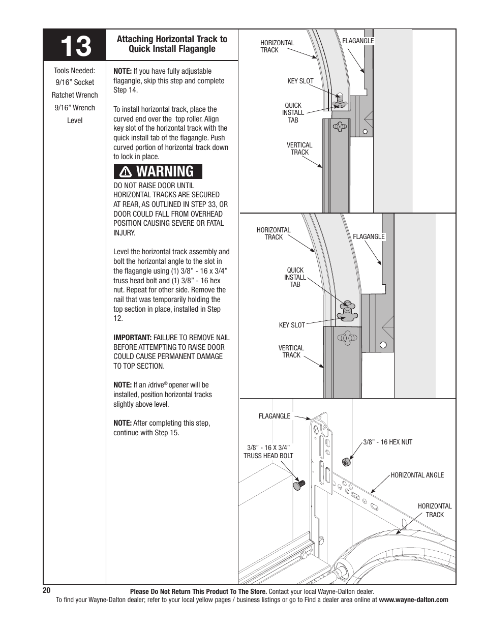 Warning | Wayne-Dalton 9800 User Manual | Page 20 / 34
