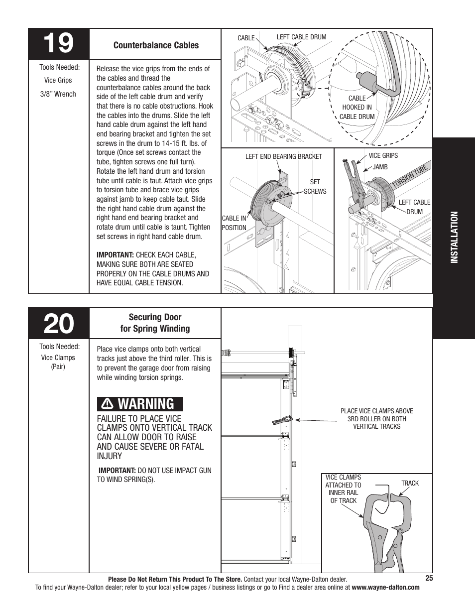 Warning | Wayne-Dalton 9800 User Manual | Page 25 / 34