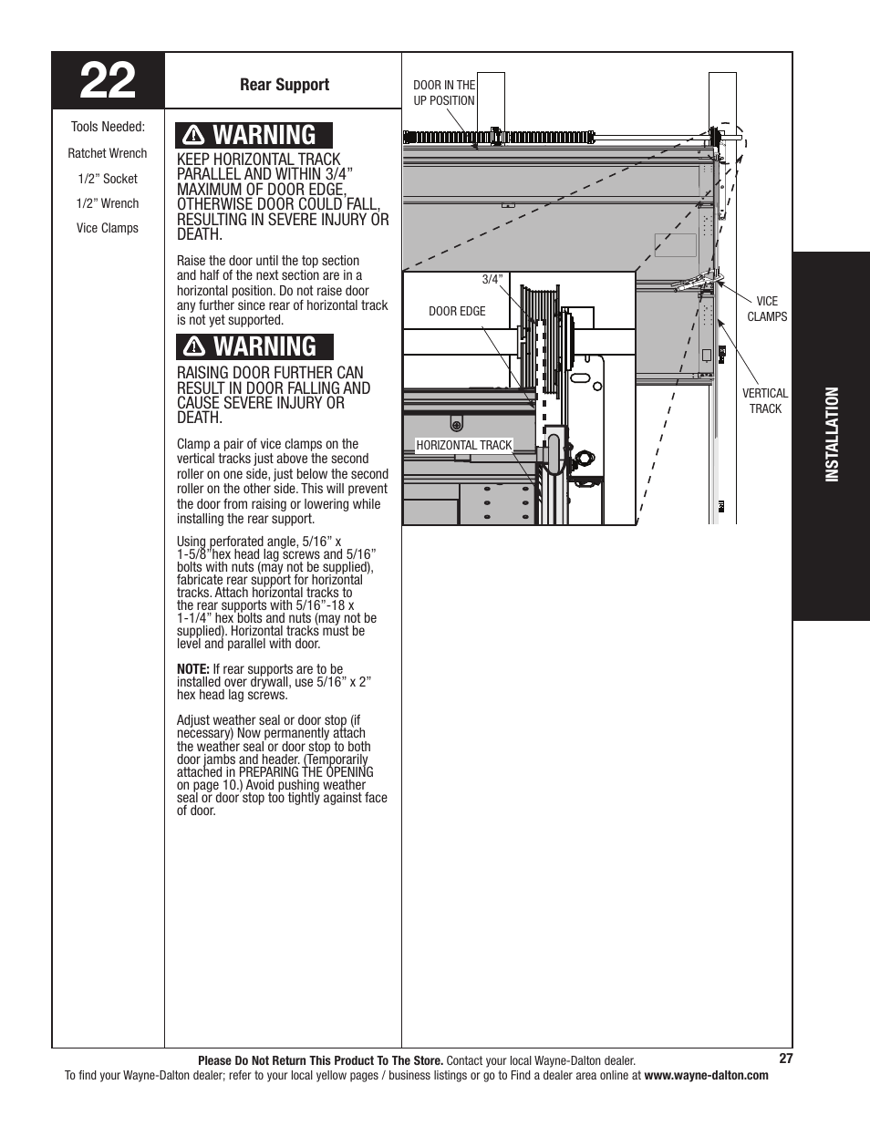 Warning | Wayne-Dalton 9800 User Manual | Page 27 / 34