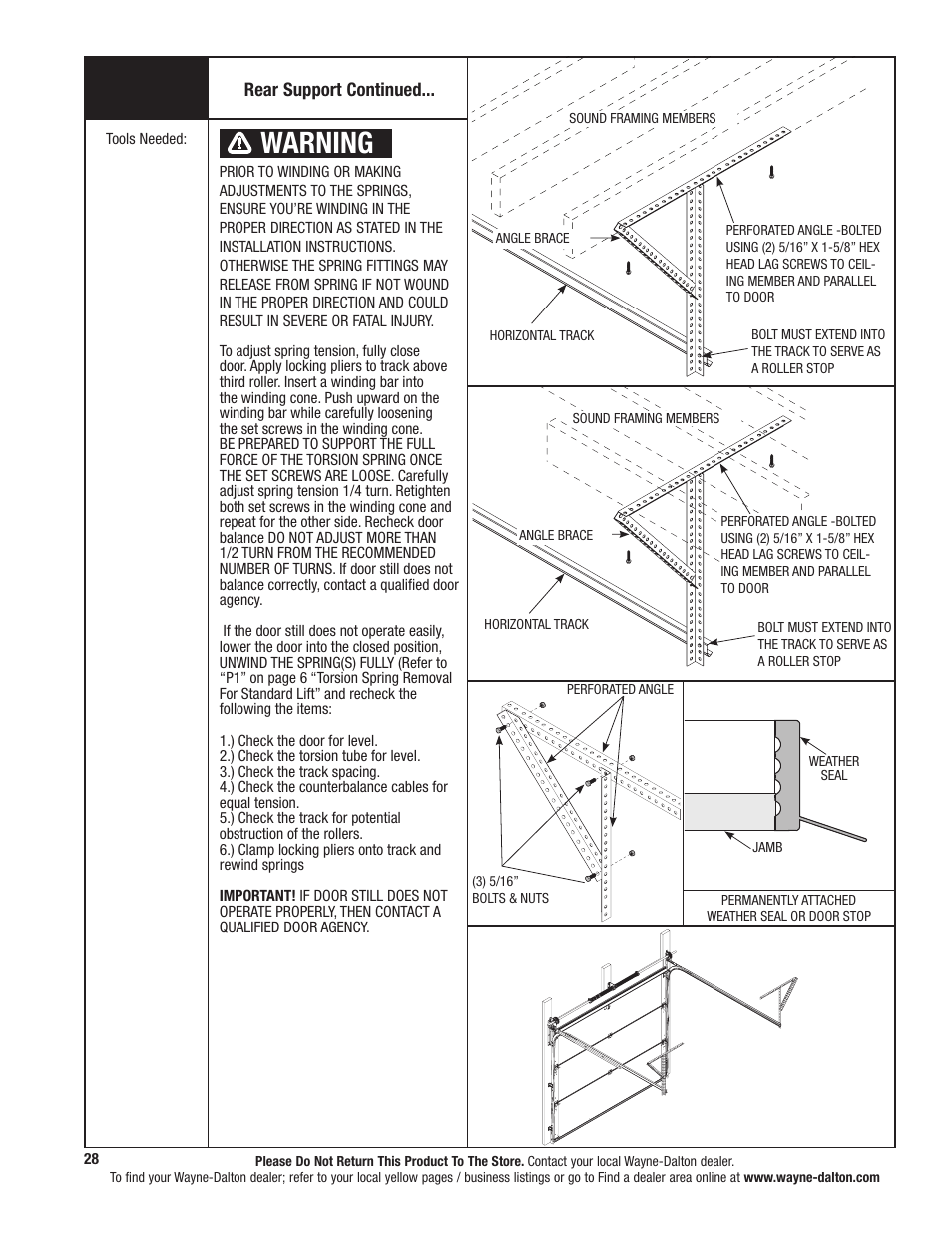 Warning | Wayne-Dalton 9800 User Manual | Page 28 / 34