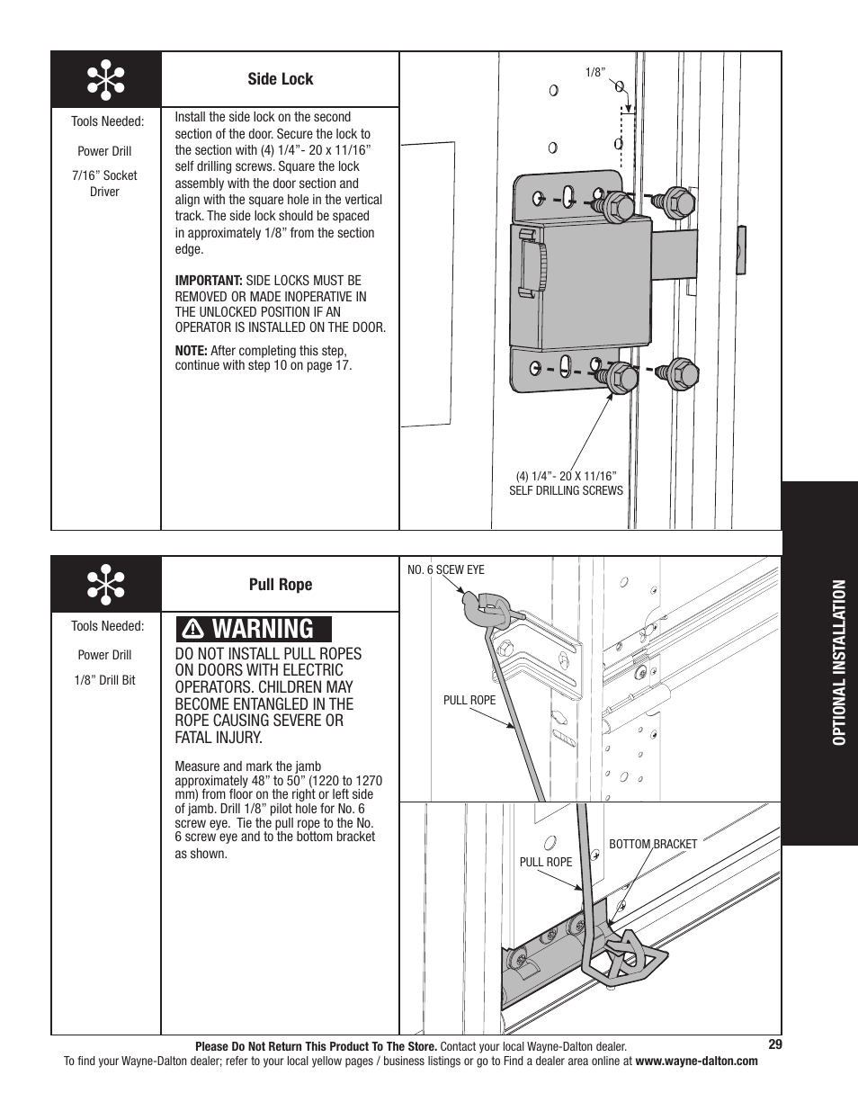 Warning | Wayne-Dalton 9800 User Manual | Page 29 / 34