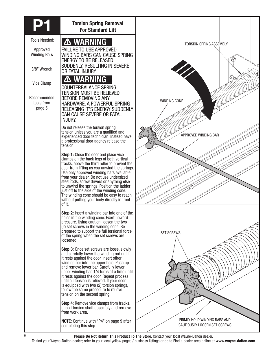 Warning | Wayne-Dalton 9800 User Manual | Page 6 / 34