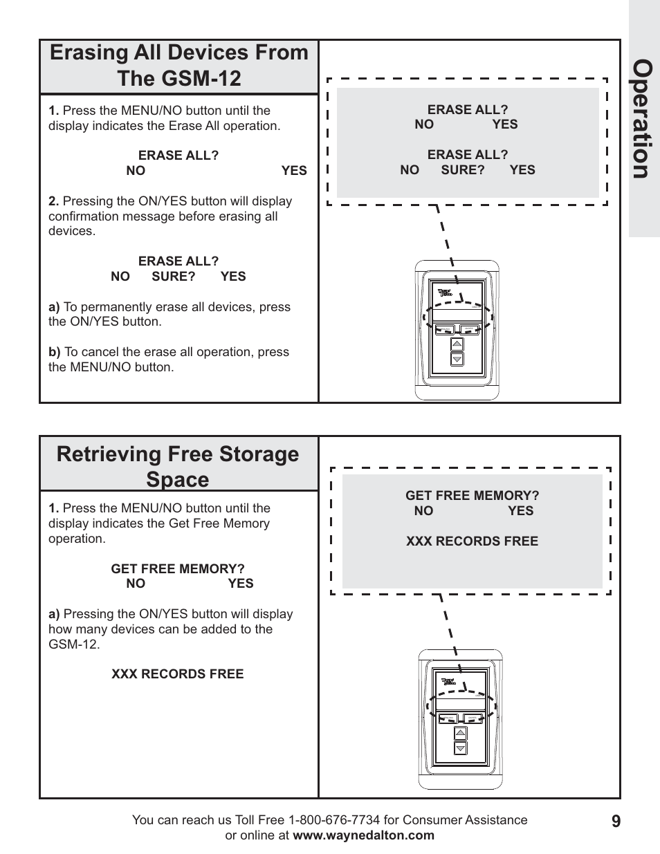 Operation | Wayne-Dalton GSM-12 User Manual | Page 9 / 15