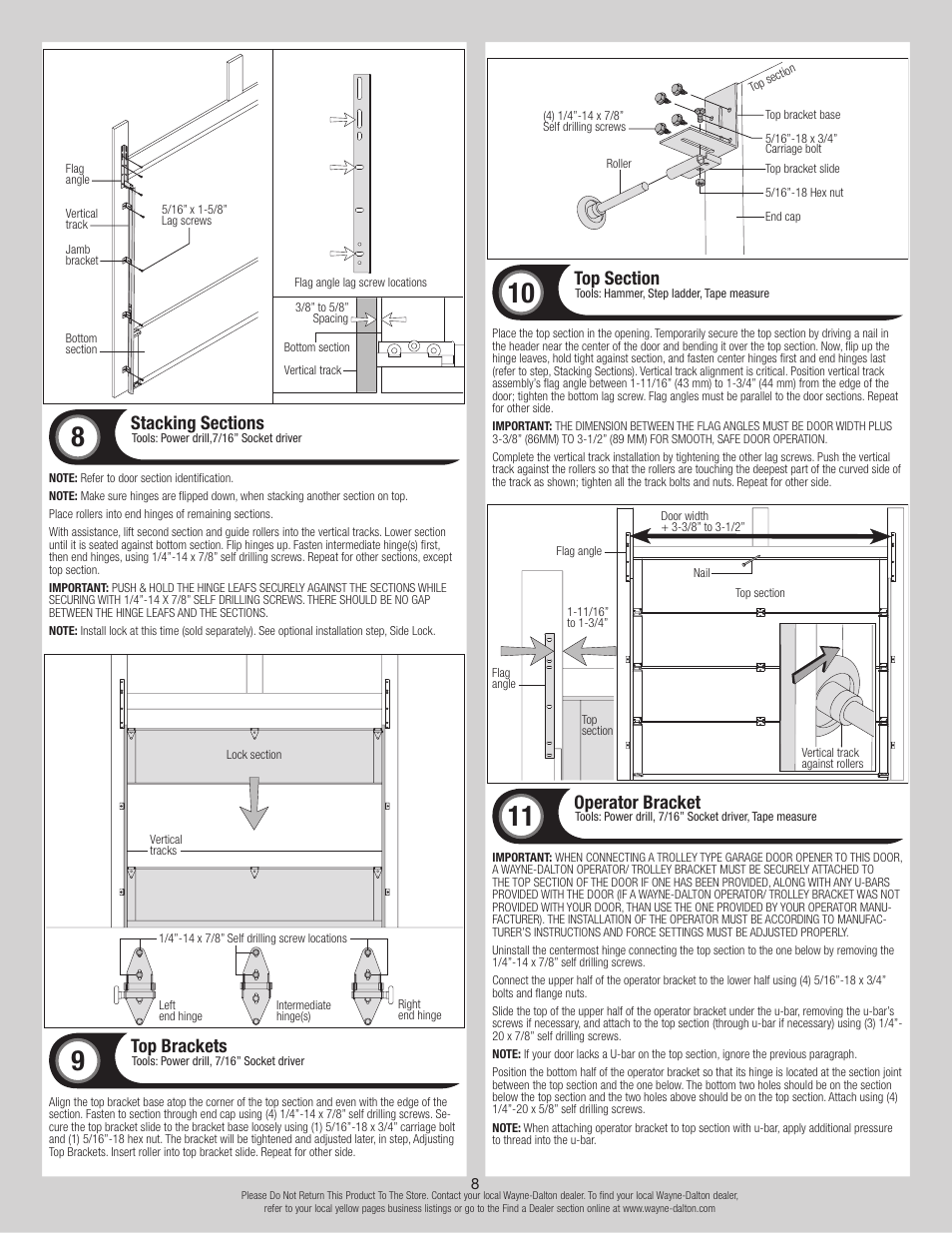 Top brackets, Operator bracket | Wayne-Dalton 8300 User Manual | Page 8 / 16