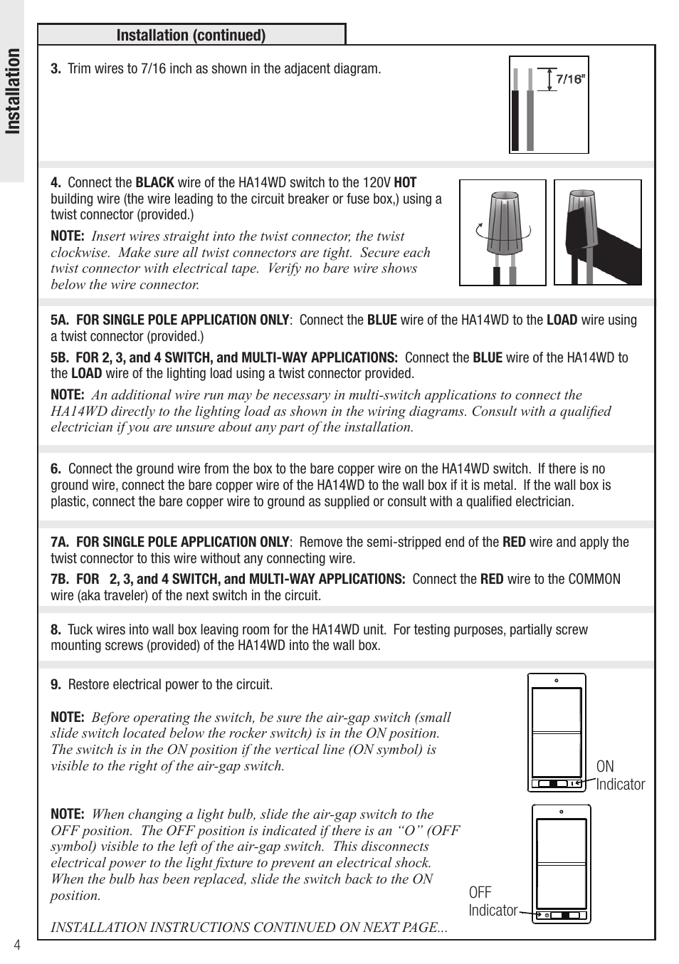 Installation | Wayne-Dalton Z-WAVE HA14WD User Manual | Page 4 / 6