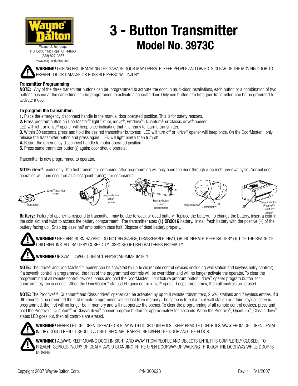 Wayne-Dalton 3973C User Manual | 2 pages