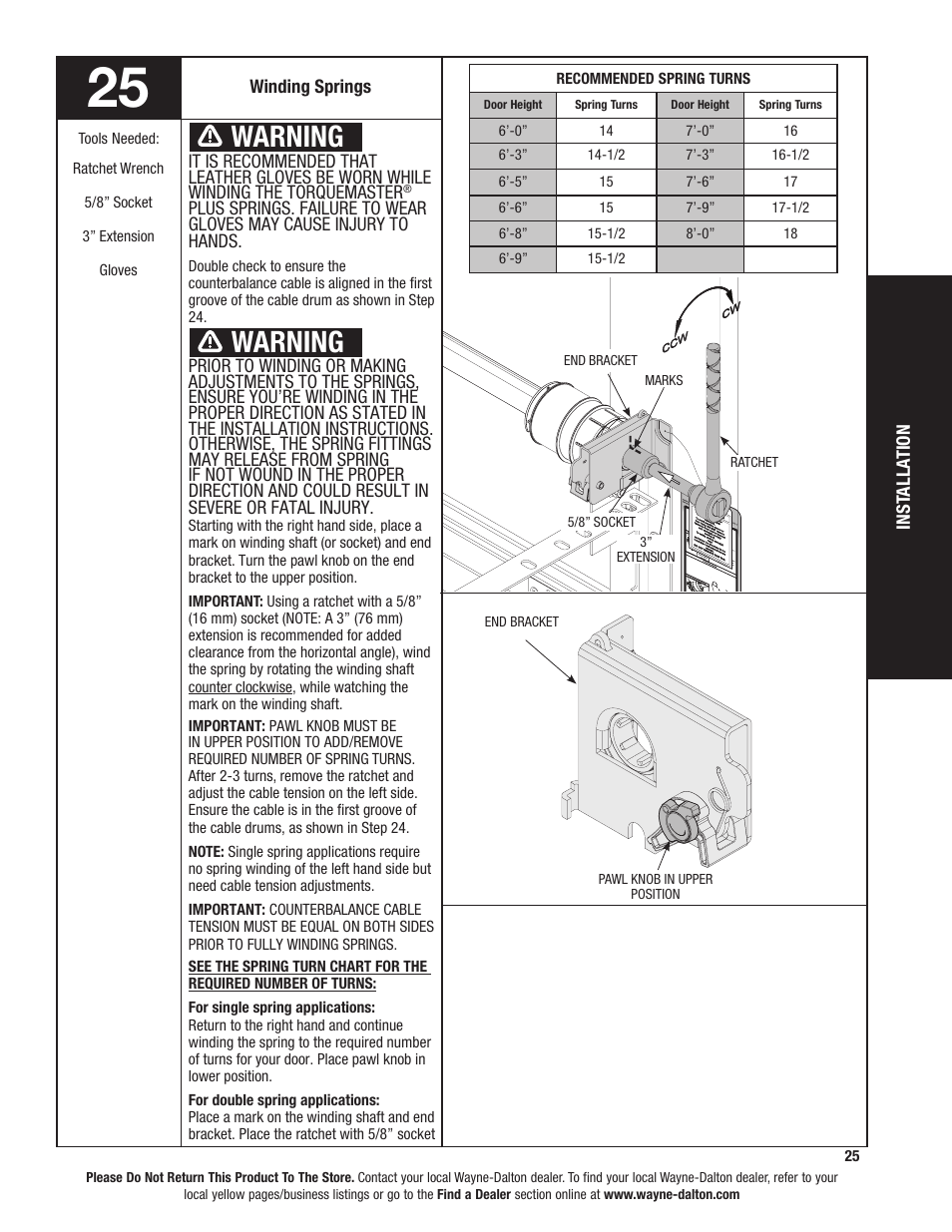 Warning | Wayne-Dalton TORQUEMASTER 46 User Manual | Page 25 / 36