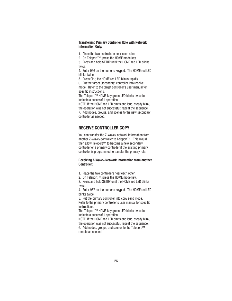 Wayne-Dalton TELEPORT WDHC-20 User Manual | Page 26 / 70