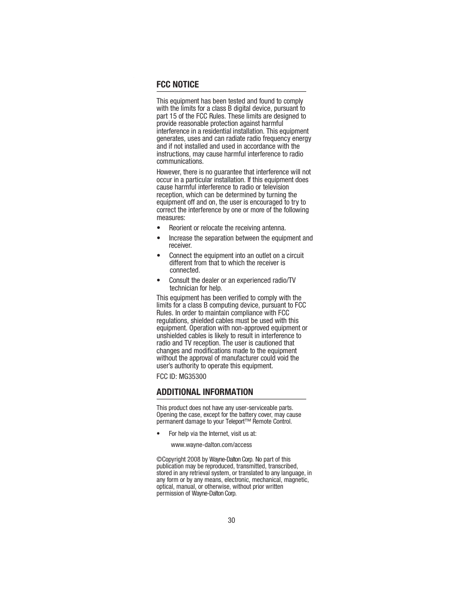 Wayne-Dalton TELEPORT WDHC-20 User Manual | Page 30 / 70
