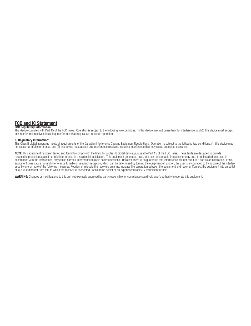 Fcc and ic statement | Wayne-Dalton 3750-372 User Manual | Page 8 / 8