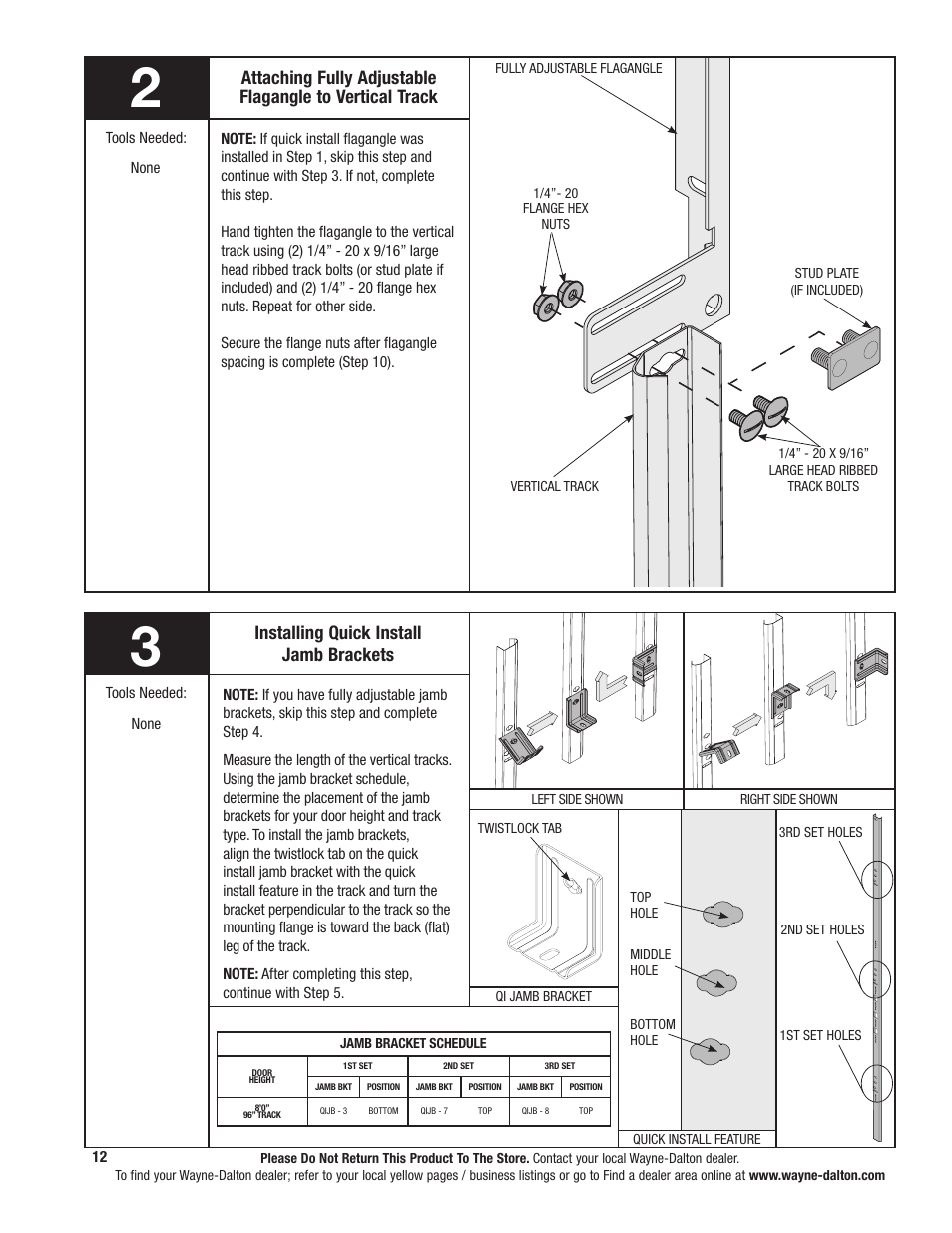 Installing quick install jamb brackets | Wayne-Dalton 341785 User Manual | Page 12 / 34