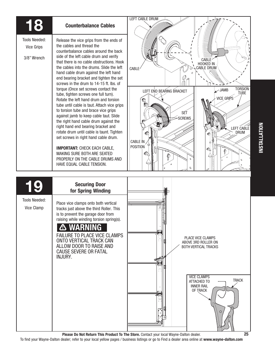 Warning | Wayne-Dalton 341785 User Manual | Page 25 / 34