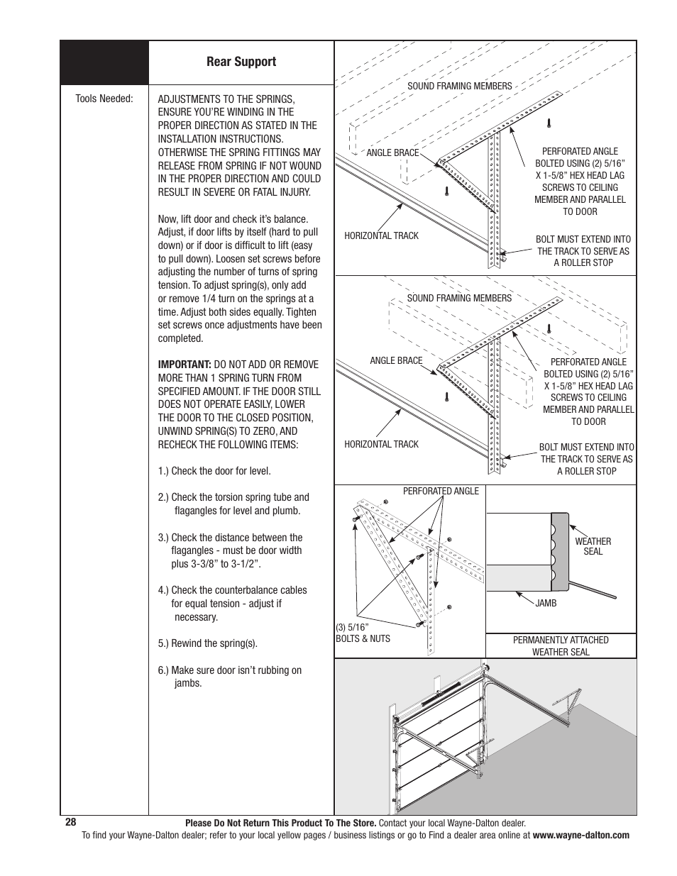 Rear support | Wayne-Dalton 341785 User Manual | Page 28 / 34