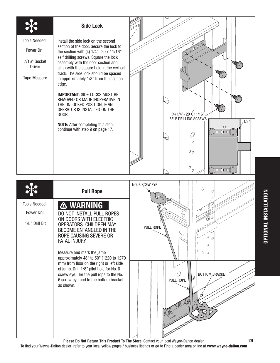 Warning | Wayne-Dalton 341785 User Manual | Page 29 / 34